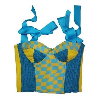 M/L One of a Kind Textured Knit Bustier Crop Top