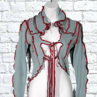XSmall Tattered Baby Blue Tie Sweater