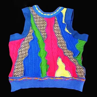 Med. Reworked Abstract Knit Cropped Tank Top