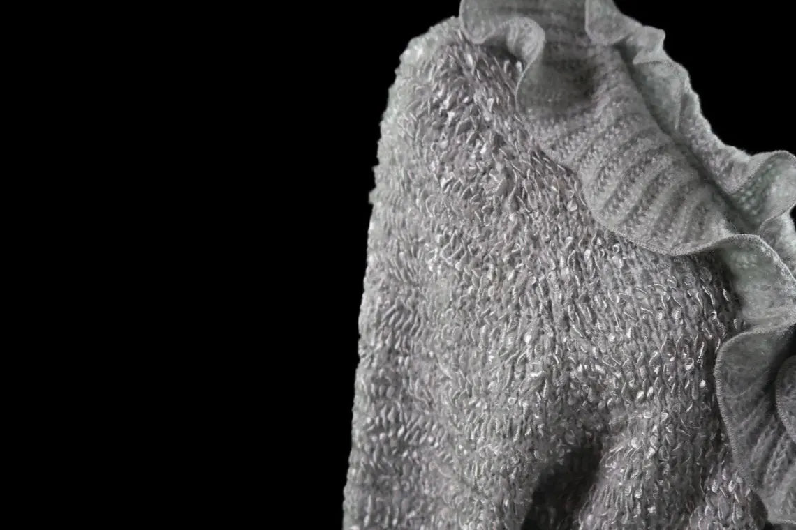 M-L Fairycore silver gray ruffled sweater skirt and cropped sweater