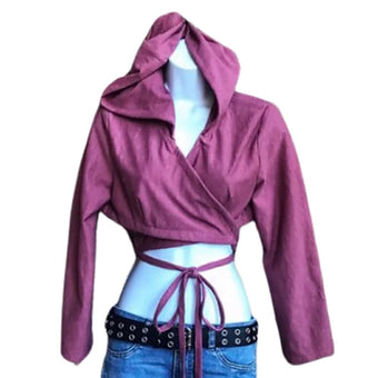 Med. Hooded Cropped Wrap Top