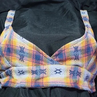 Med. Reworked Plaid Flannel Bralette