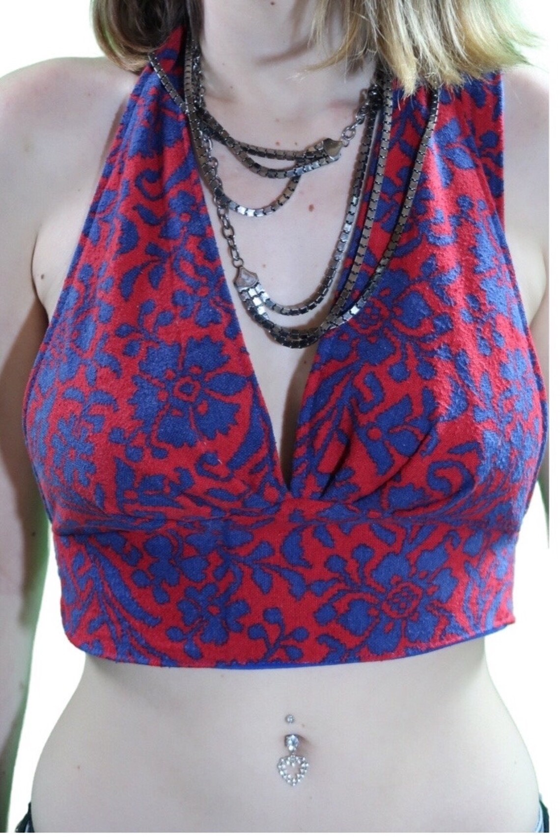 Floral Halter Top, size Medium