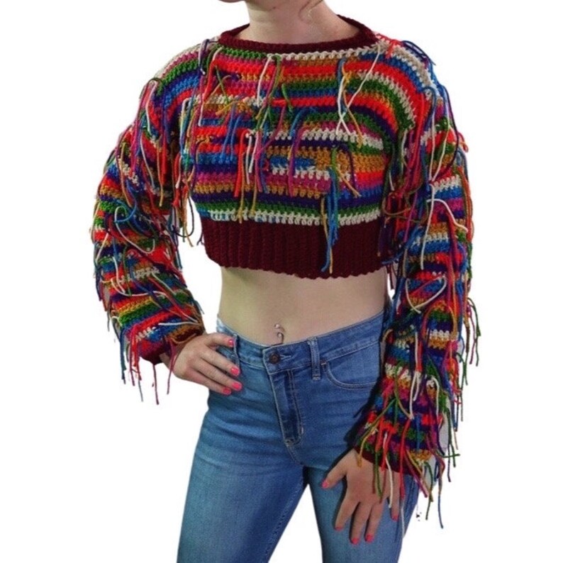 S/M Shaggy Striped Sweater