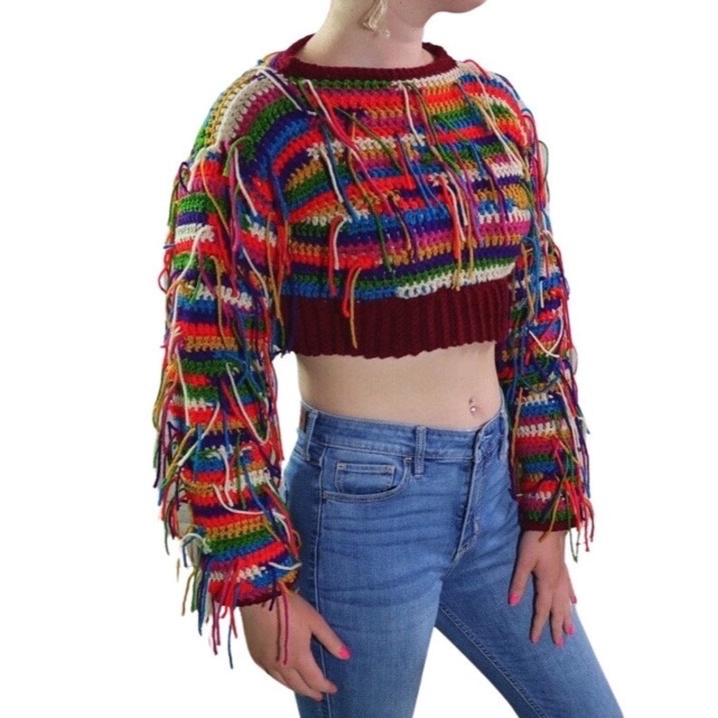 S/M Shaggy Striped Sweater