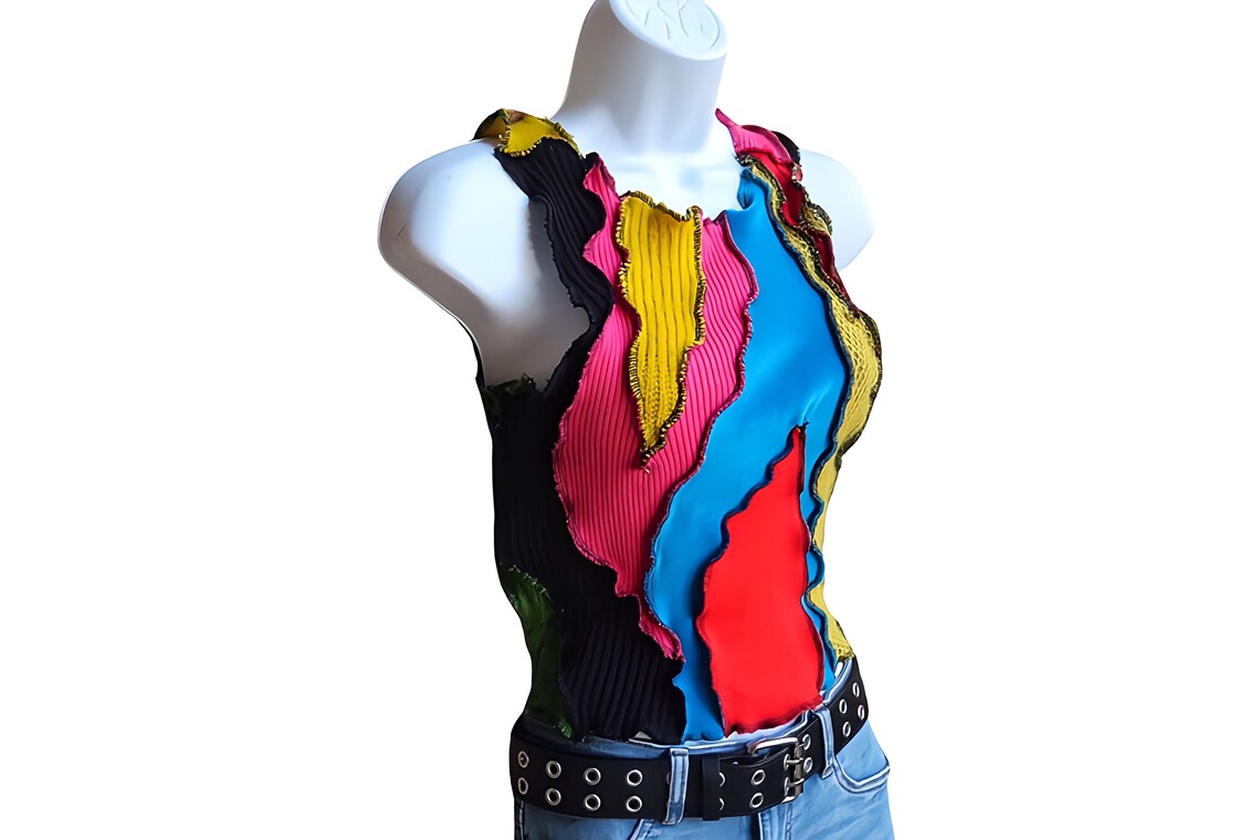 Reworked Abstract Knit Tank Top