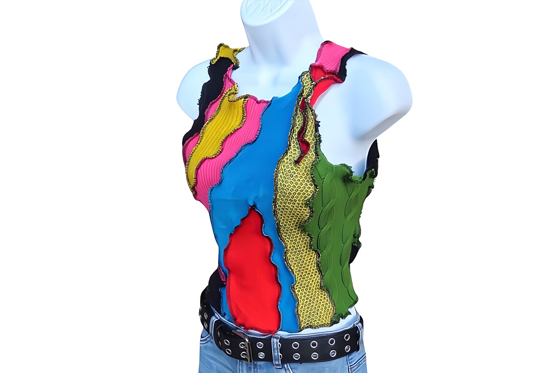 Reworked Abstract Knit Tank Top