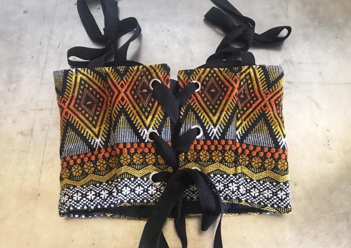 Med. Tribal Woven Bustier Crop Top