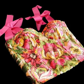 M/L Floral Velvet Bustier Crop Top