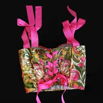 M/L Floral Velvet Bustier Crop Top