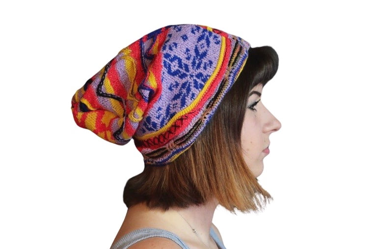 Coogi Style Multi Colored Slouchy Beanie Hat