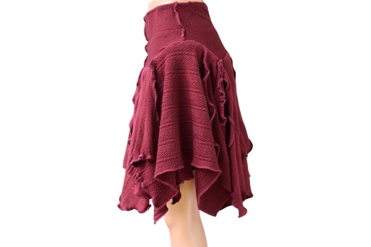 Reworked Burgundy Sweater Skirt, size M/lL