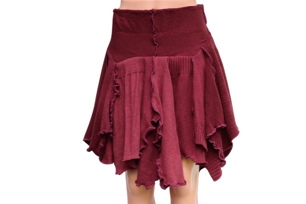 Reworked Burgundy Sweater Skirt, size M/lL