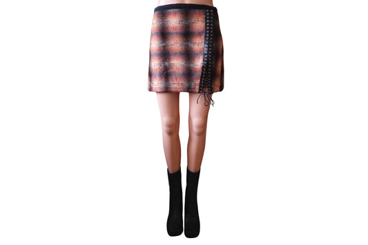 Ombre Plaid Lace Up Skirt, size Medium