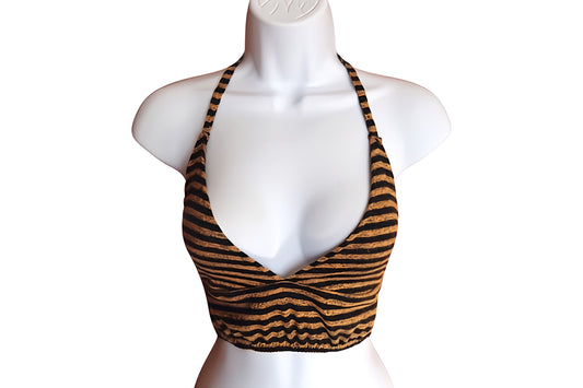Reworked Black and Yellow Striped Bralette