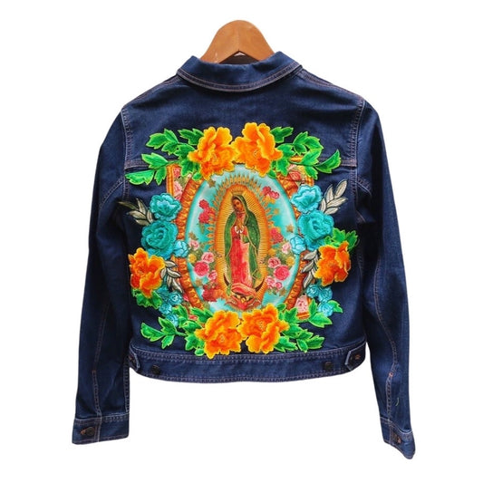 Med, Virgin of Guadalupe Appliqued Denim Jacket