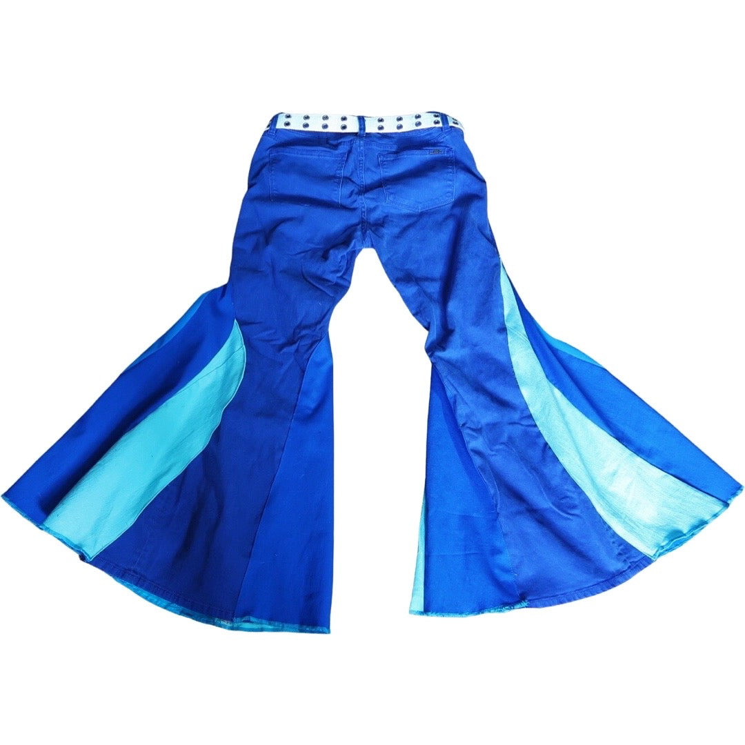 Med. Ombre Blue Striped Bell Bottoms