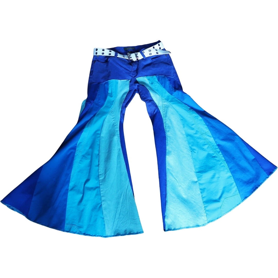 Med. Ombre Blue Striped Bell Bottoms
