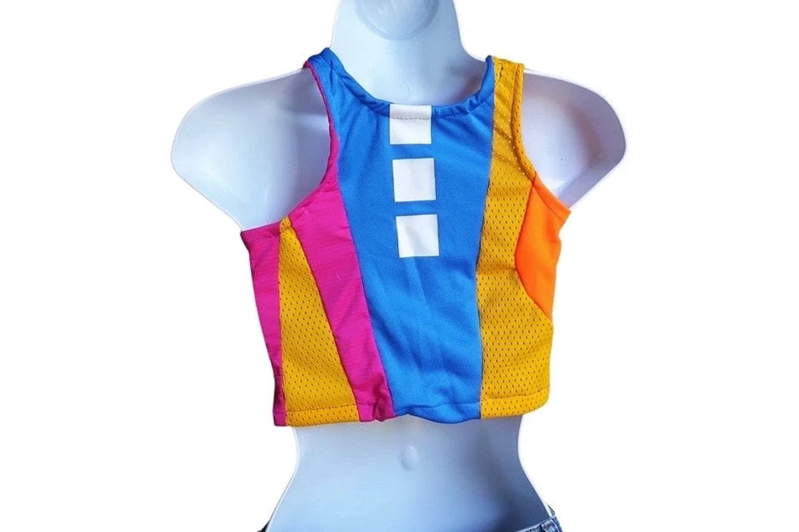 S/M Bright Abstract Cropped Tank Top