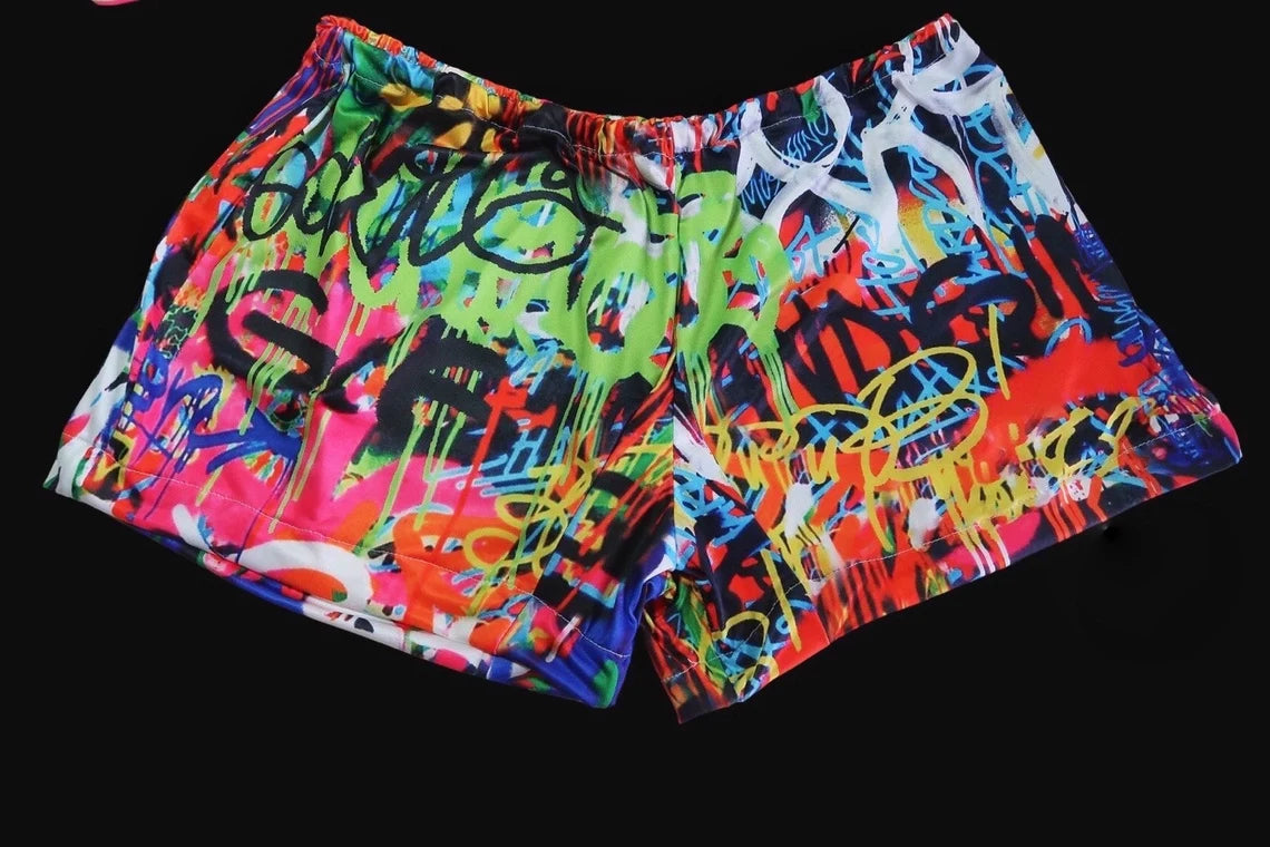 XL Graffiti Bikini Top and Shorts Set
