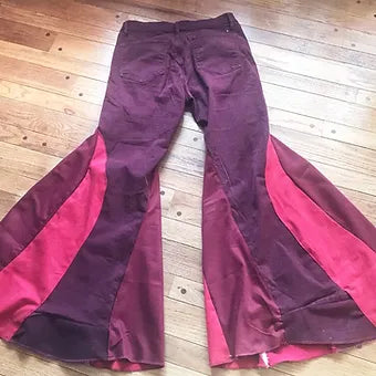 Sm. Gradient Burgundy Striped Bell Bottoms