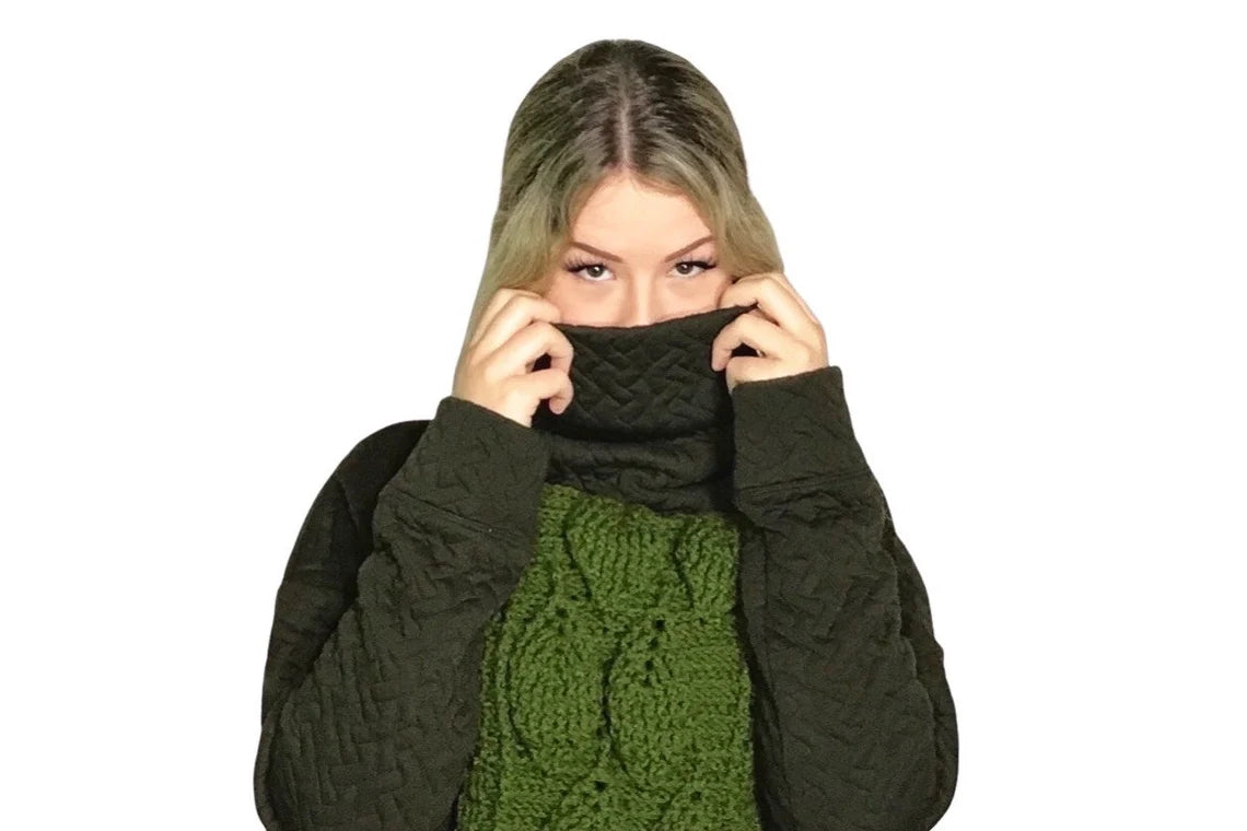 Oversized Woodland Cowl Textured Sweater, M/L
