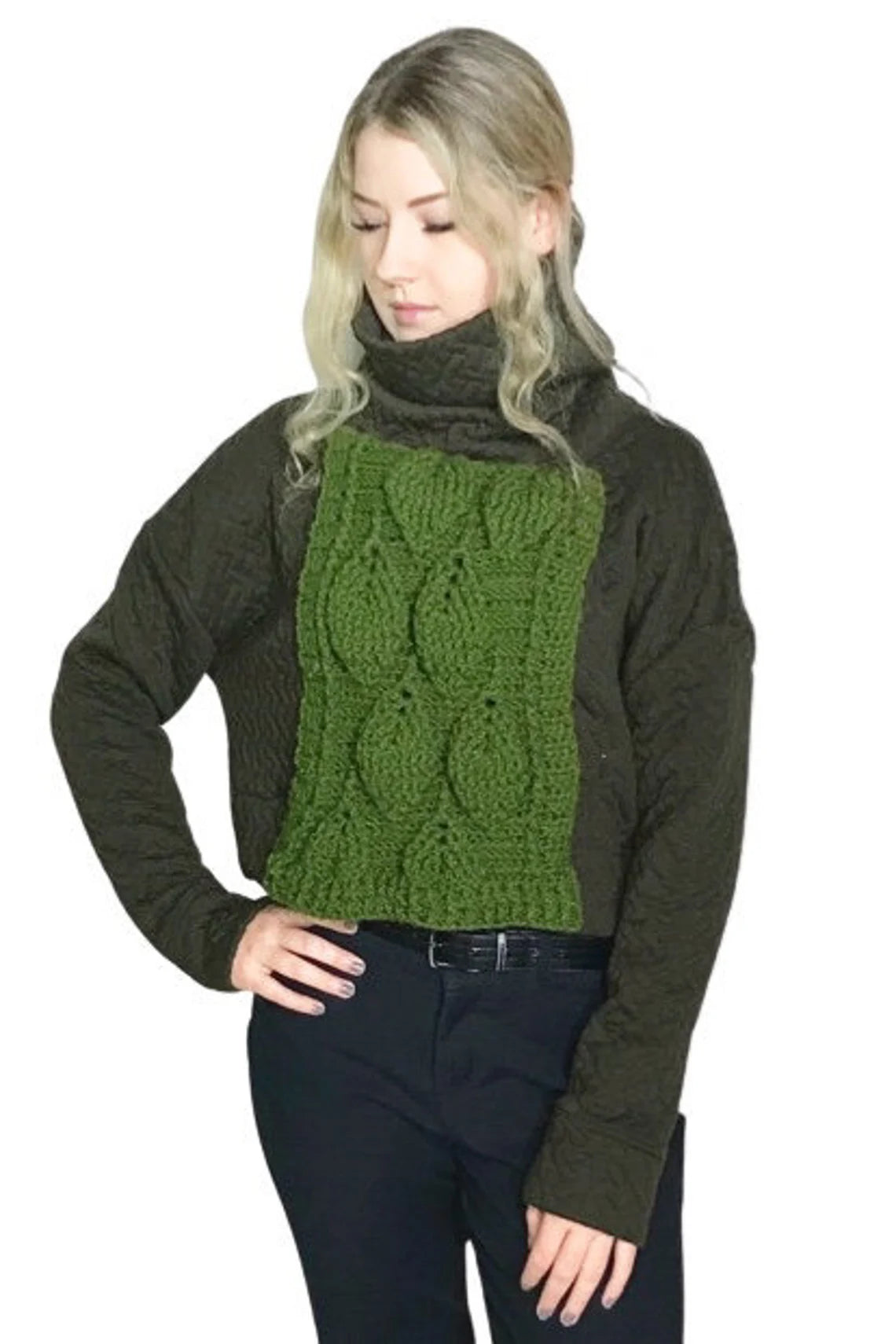 Oversized Woodland Cowl Textured Sweater, M/L