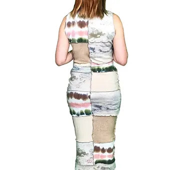 Sm/Med Cream Patchwork Bodycon Midi Dress