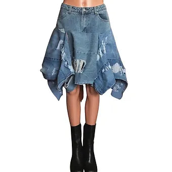 Med. Fairygrunge Destroyed Denim Skirt