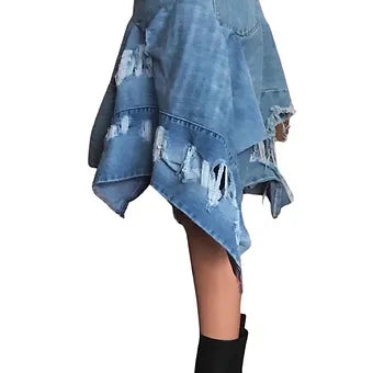 Med. Fairygrunge Destroyed Denim Skirt