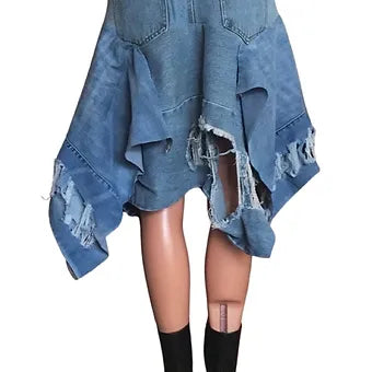 Med. Fairygrunge Destroyed Denim Skirt