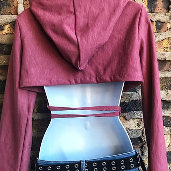 Med. Hooded Cropped Wrap Top