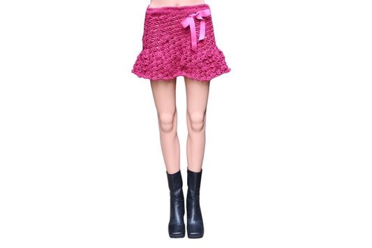 Sm. Magenta Crochet Mini Skirt