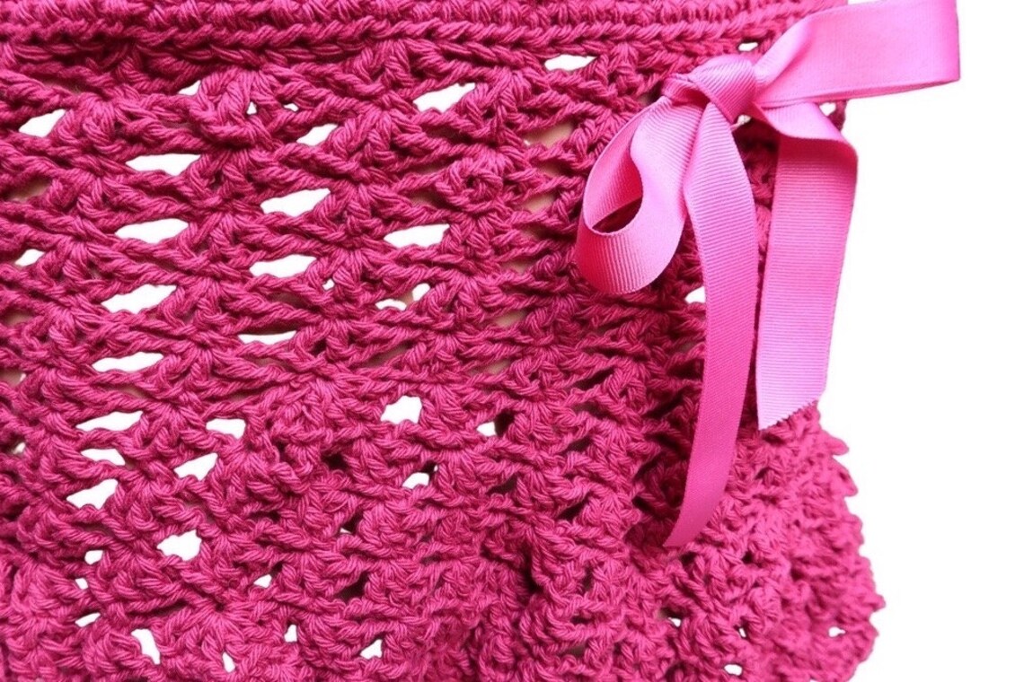 Sm. Magenta Crochet Mini Skirt