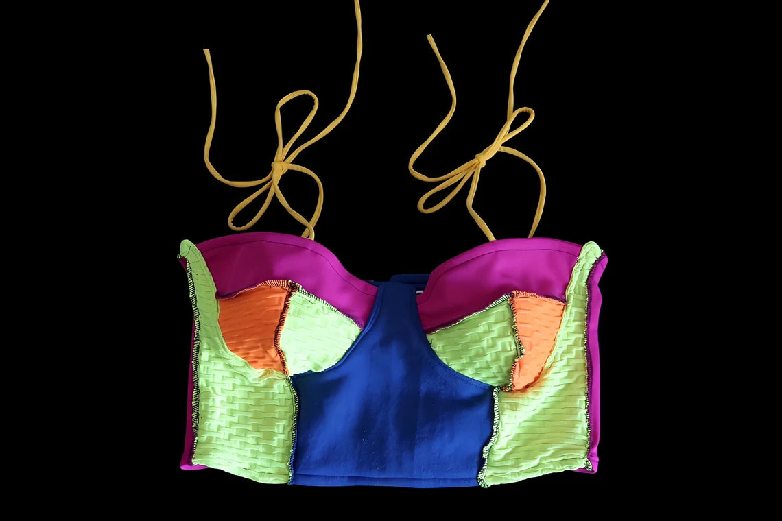 Neon Spandex Bustier Crop Top, L/XL