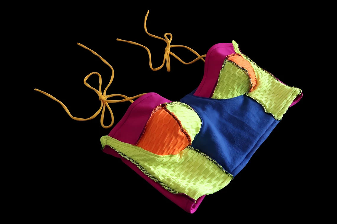 Neon Spandex Bustier Crop Top, L/XL