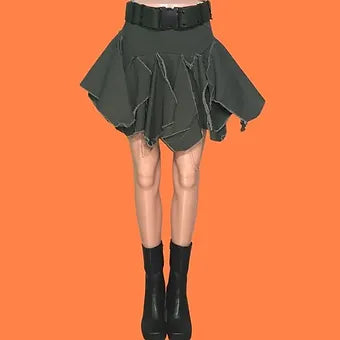 Raw & Tattered Fairygrunge Army Green Mini Skirt - Made to Order