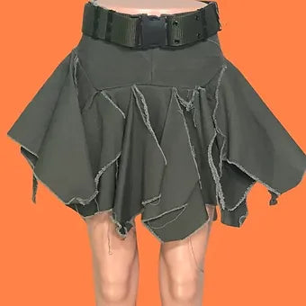 Raw & Tattered Fairygrunge Army Green Mini Skirt - Made to Order