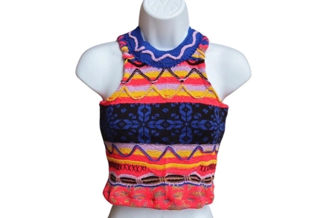Coogi Style Cropped Knit Tank Top
