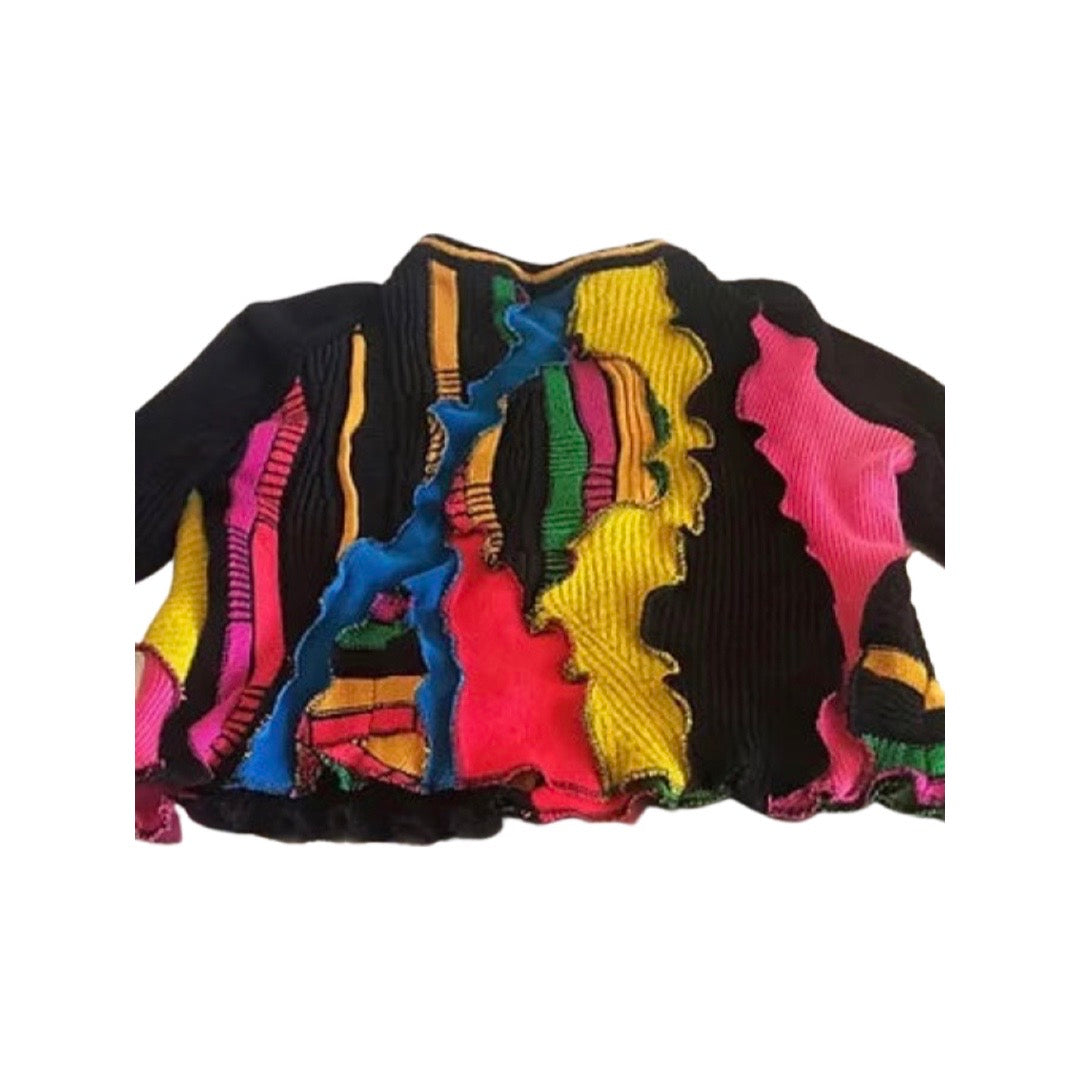 Lg. Neon Reworked Textured Black Multi Sweater