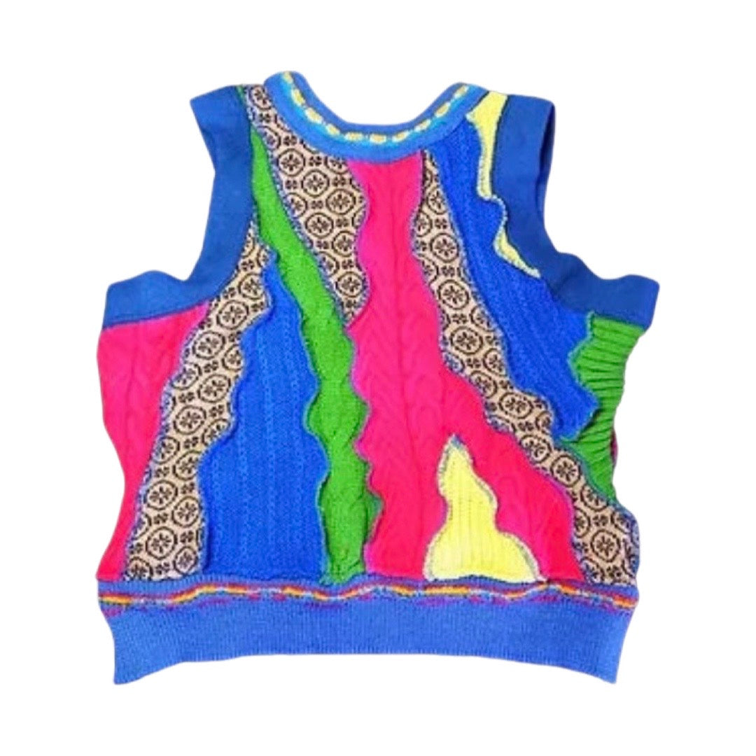 Med. Reworked Abstract Knit Cropped Tank Top