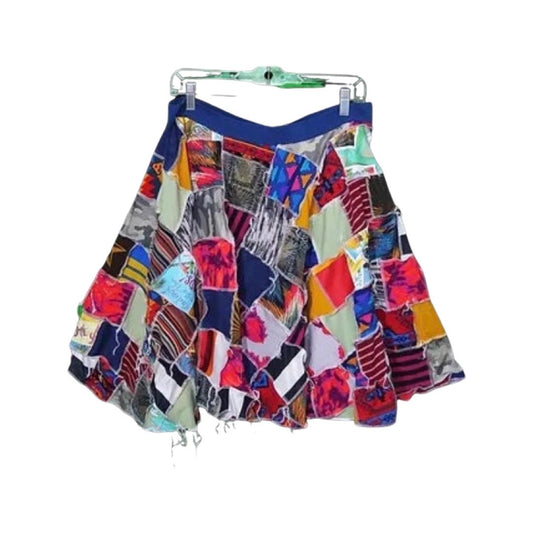 Lg. Reworked Vibrant Patchwork Circle Skirt