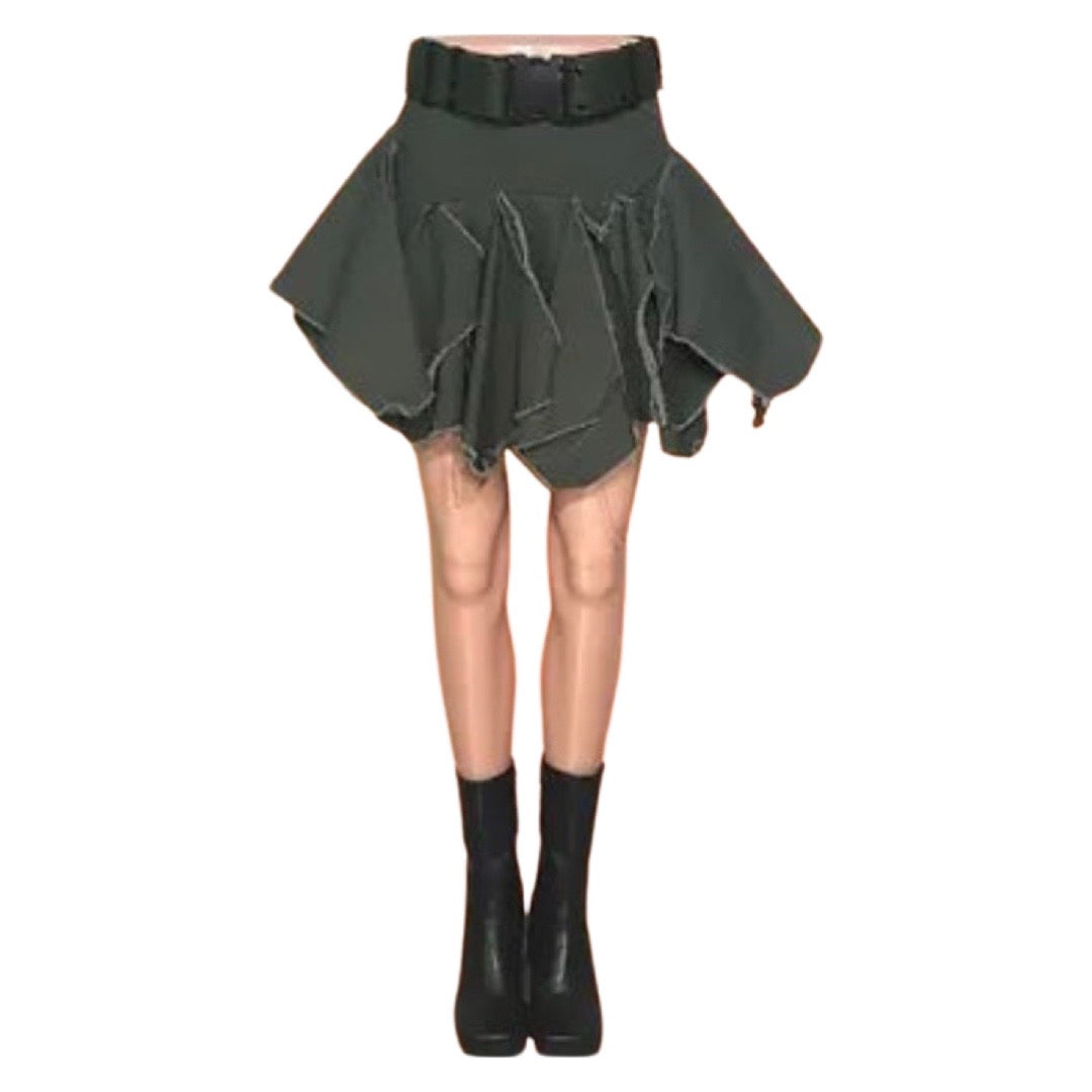Raw & Tattered Fairygrunge Army Green Mini Skirt - Made to Order