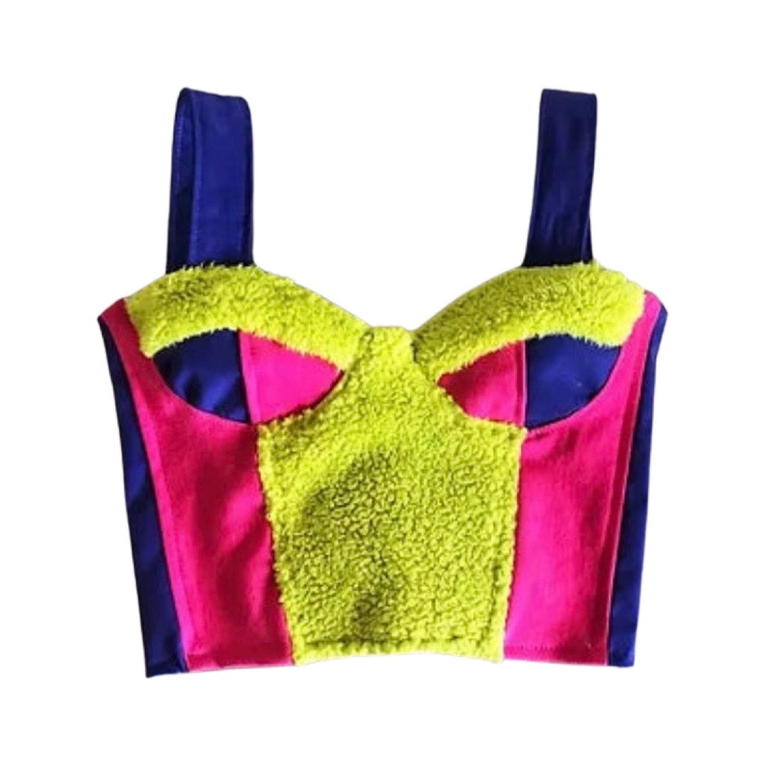 S/M Reworked Neon Bustier Crop Top