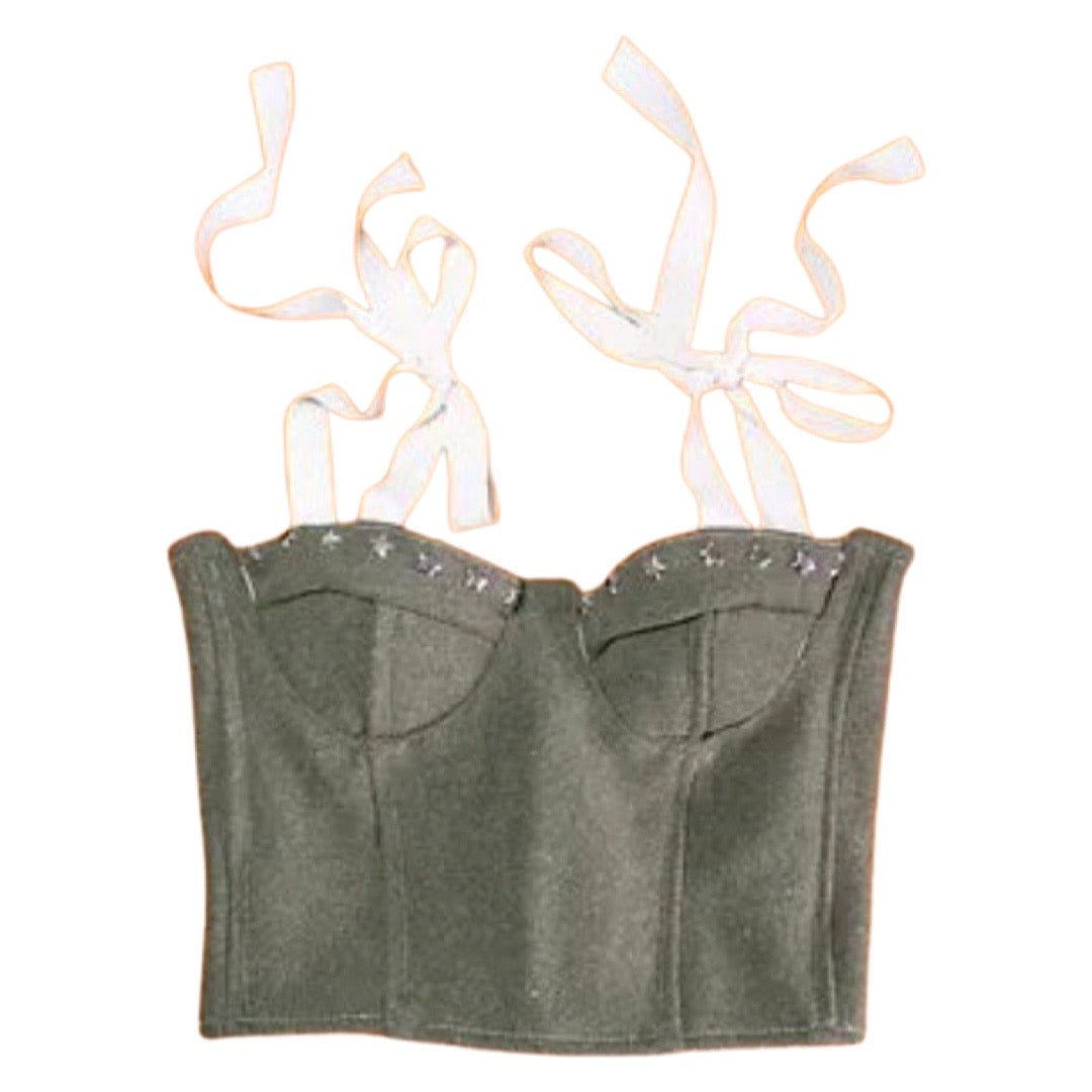 M/L Army Green Wool Bustier Crop Top