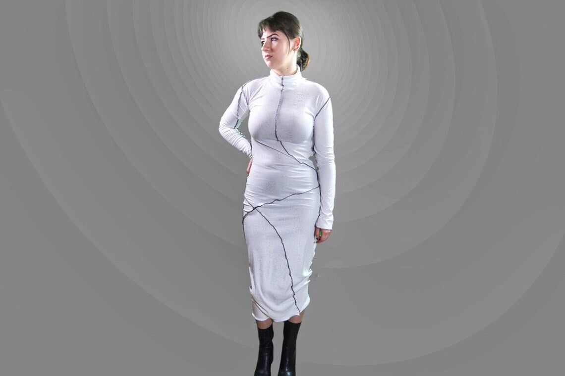 Ribbed Knit Bodycon Maxi Length Dress