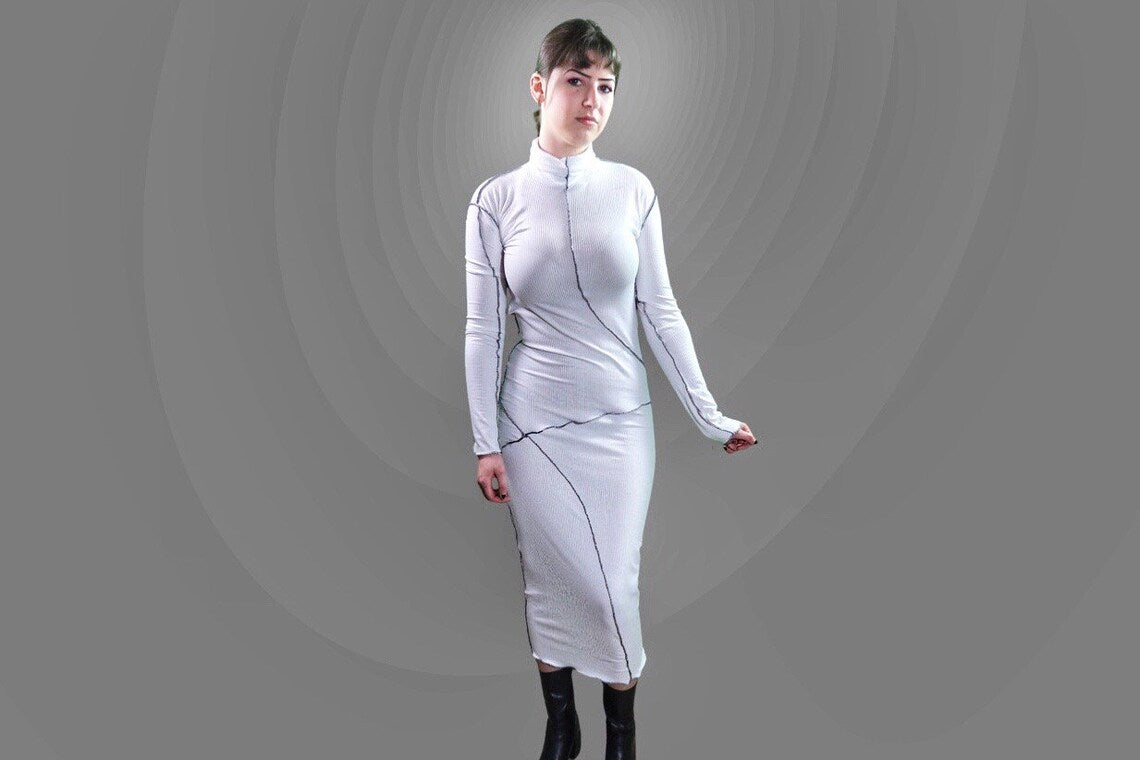 Ribbed Knit Bodycon Maxi Length Dress