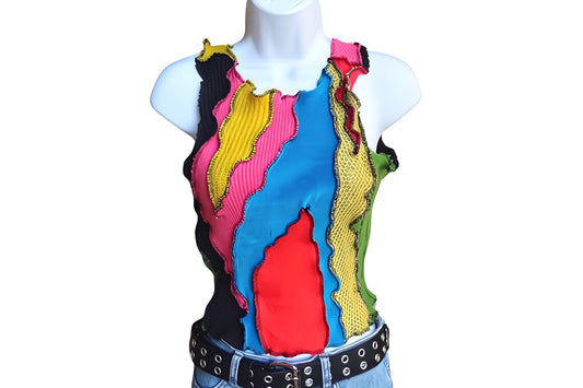 Reworked Abstract Knit Tank Top