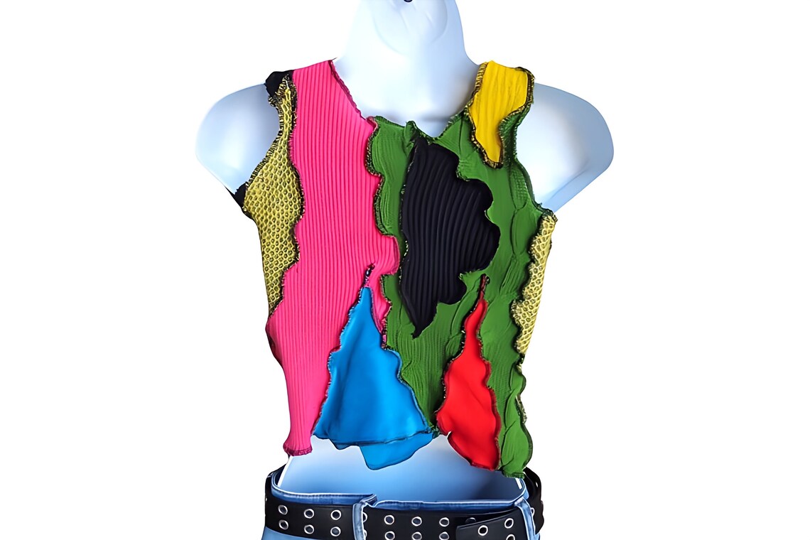 Reworked Abstract Knit Tank Top