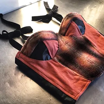 M/L Plaid Wool Bustier Crop Top